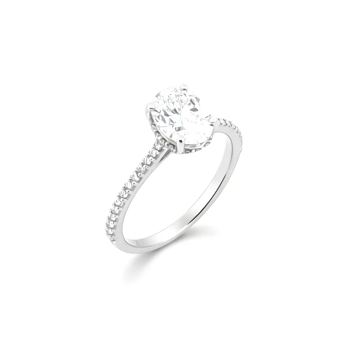Prsten od belog zlata sa laboratorijskim dijamantima oval tcw 2.22ct Prsten od belog zlata sa laboratorijskim dijamantima oval tcw 2.22ct